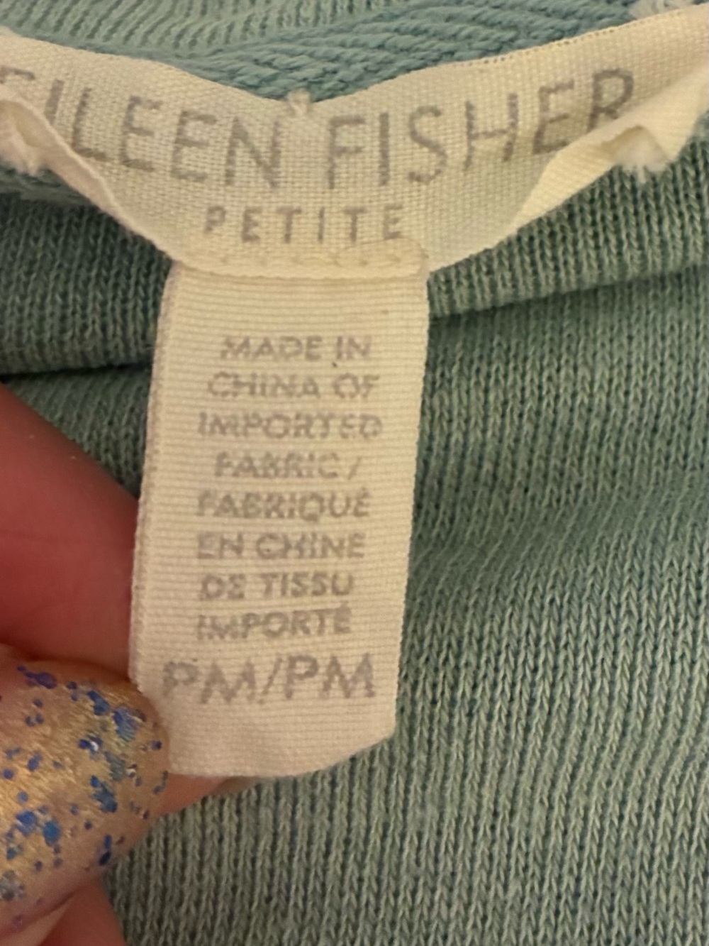Eileen fisher Green Organic Cotton Blend Sweatshirt L Boxy Oversized Coastal - Picture 4 of 10